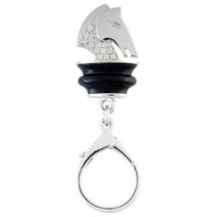 Luca Carati 18 Karat White Gold Diamond Horse Keychain