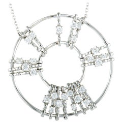 Luca Carati 18 Karat White Gold Diamond Round Pendant Necklace