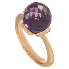 Luca Carati 18K Rose Gold 0.12 Ct Diamond and Amethyst Ring