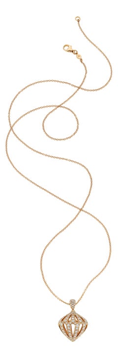Luca Carati 18k Rose Gold 4.30 ct Diamond Bulb Pendant w/ 30" Chain