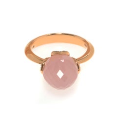 Luca Carati 18K Rose Gold Chalcedony Gemstone & Diamond Ring 0.13cttw