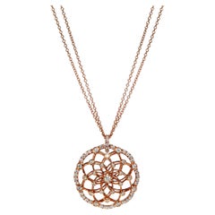 Luca Carati 18K Rose Gold Diamond Circle Pendant Necklace 1.66Cttw