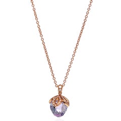 Luca Carati Collier pendentif en or rose 18K améthyste violette et diamant 0.21Cttw