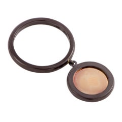 Luca Carati 18 Karat Rose Gold Silver and Grey Rhodium Diamond "S" Charm Ring