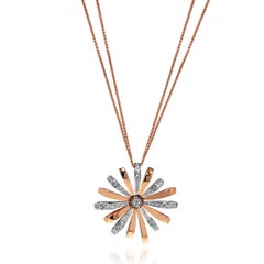 Luca Carati 18 Karat Roségold Diamant-Anhänger Lange Halskette mit Anhänger 1,28 Gesamtkaratgewicht