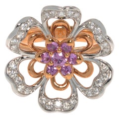 Luca Carati 18k Rose & White Gold Diamond Pink Sapphire Cocktail Ring