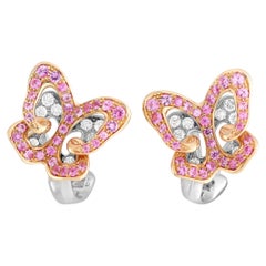 Luca Carati 18K White and Rose Gold 0.34 Ct Diamond and Pink Sapphire Butterfly