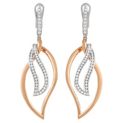 Luca Carati Boucles d'oreilles en or blanc et rose 18 carats avec un diamant de 0::75 ct