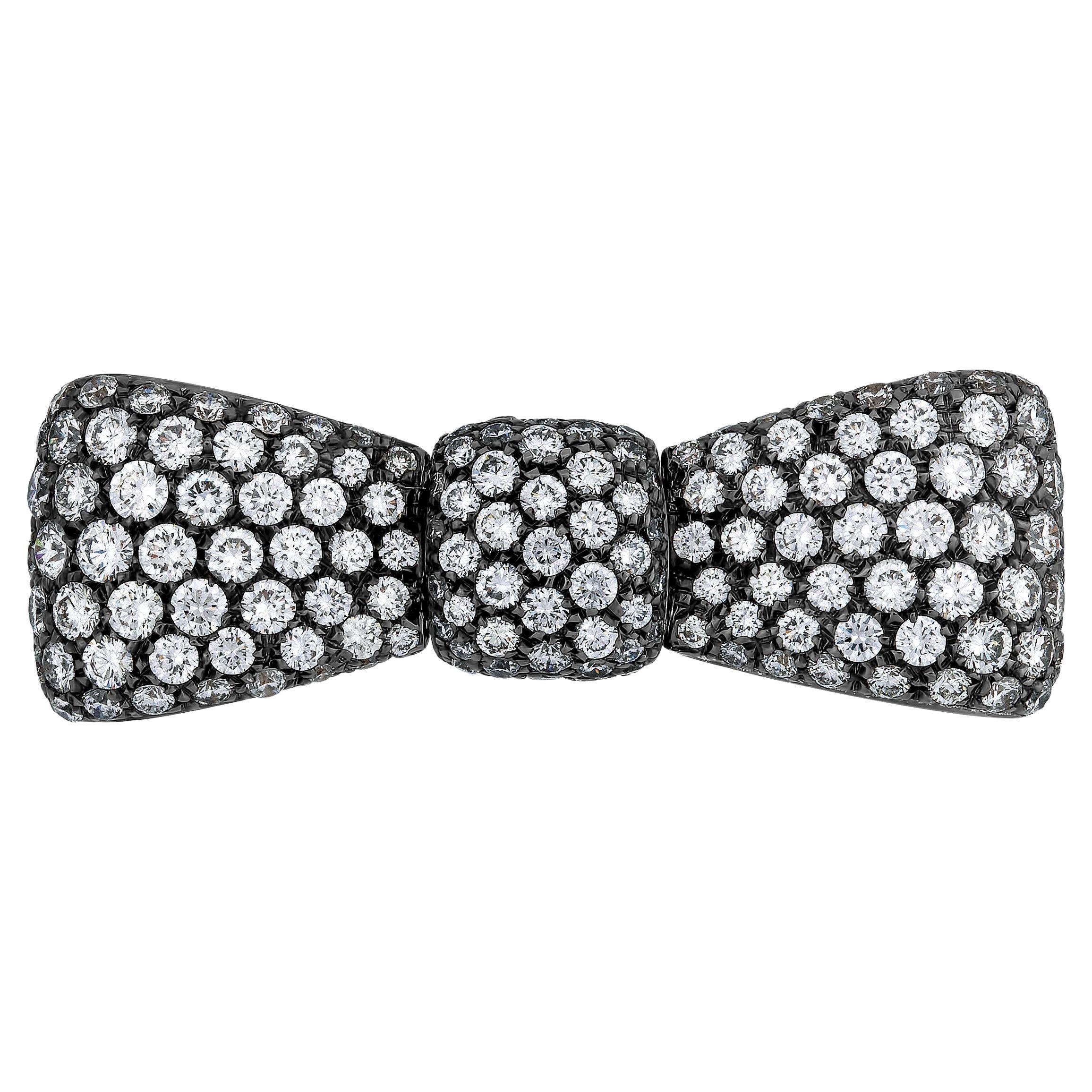 Luca Carati 18k White Gold and Diamond Bow Brooch