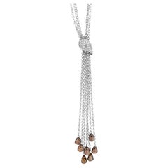 Luca Carati 18k White Gold Brown And White Diamond Sautoir Necklace