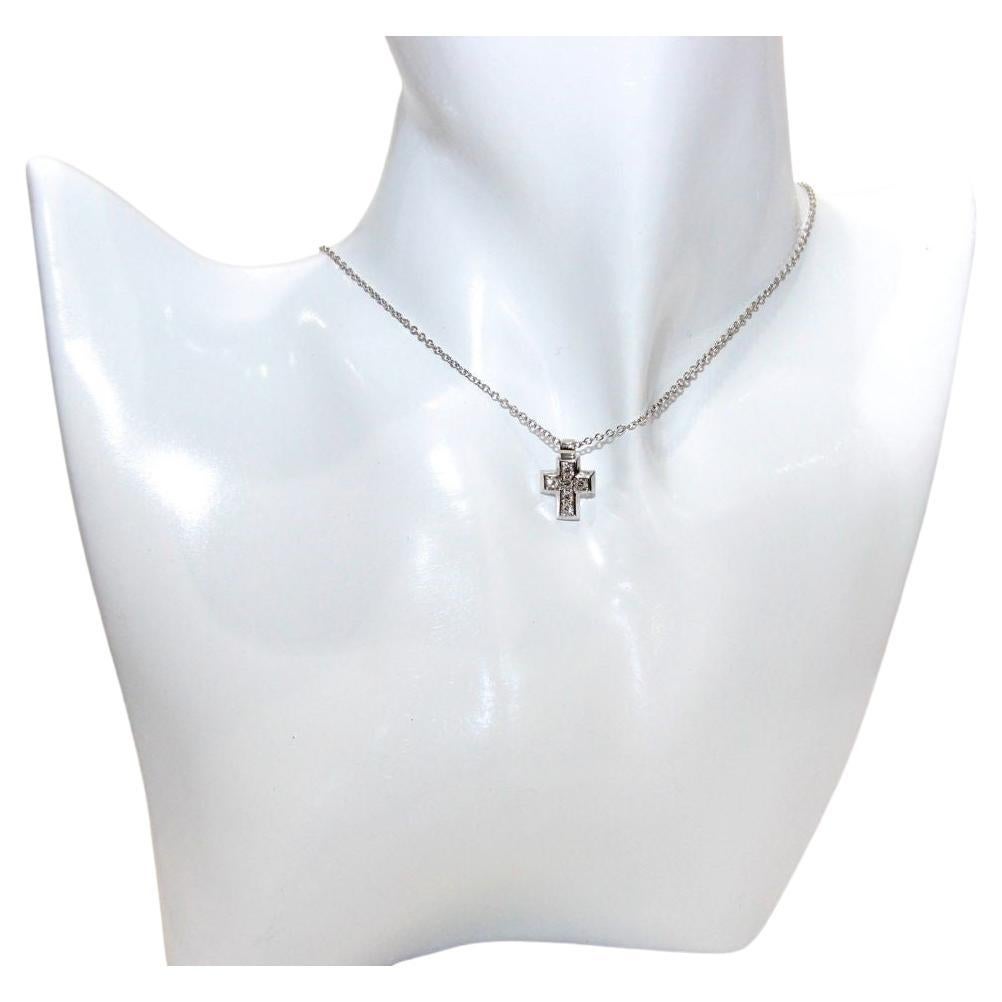 Luca Carati 18K White Gold Cross Necklace For Sale