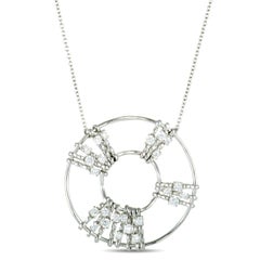Luca Carati 18 Karat White Gold Diamond Round Pendant Necklace