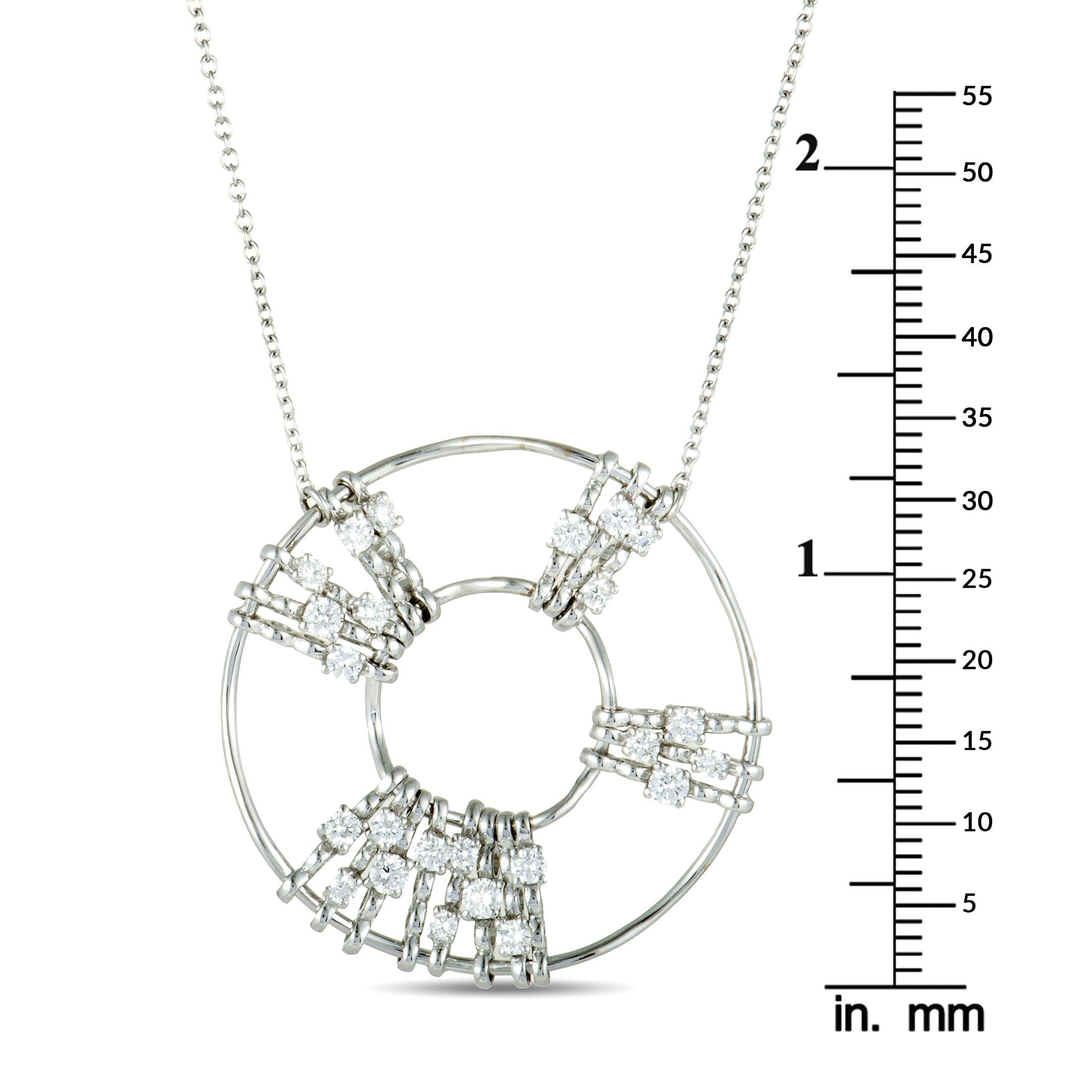 Luca Carati 18 Karat White Gold Diamond Round Pendant Necklace In New Condition In Southampton, PA