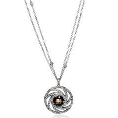 Luca Carati 18K White Gold Smoky Quartz & Diamond Pendant Necklace 1.24Cttw