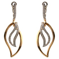 Luca Carati 18k White & Rose Gold Diamond Leaf Earrings