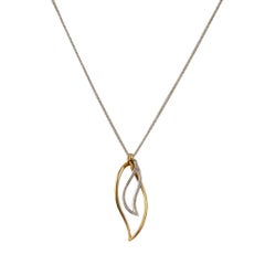 Luca Carati 18k White & Rose Gold Diamond Leaf Pendant Necklace