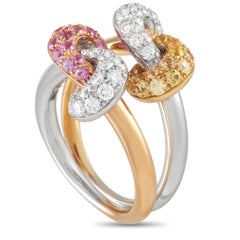 Luca Carati 18K White, Yellow and Rose Gold 0.89 ct Diamond and Sapphire Ring