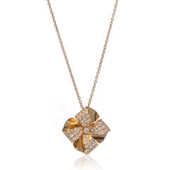 Luca Carati - Collana con ciondolo a forma di fiore in oro giallo 18 carati con diamanti da 1,73 ct.