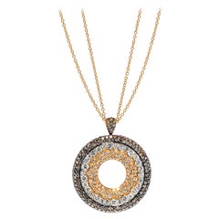 Luca Carati Or jaune 18K Pendentif diamant blanc et Brown Large Necklace 6.82