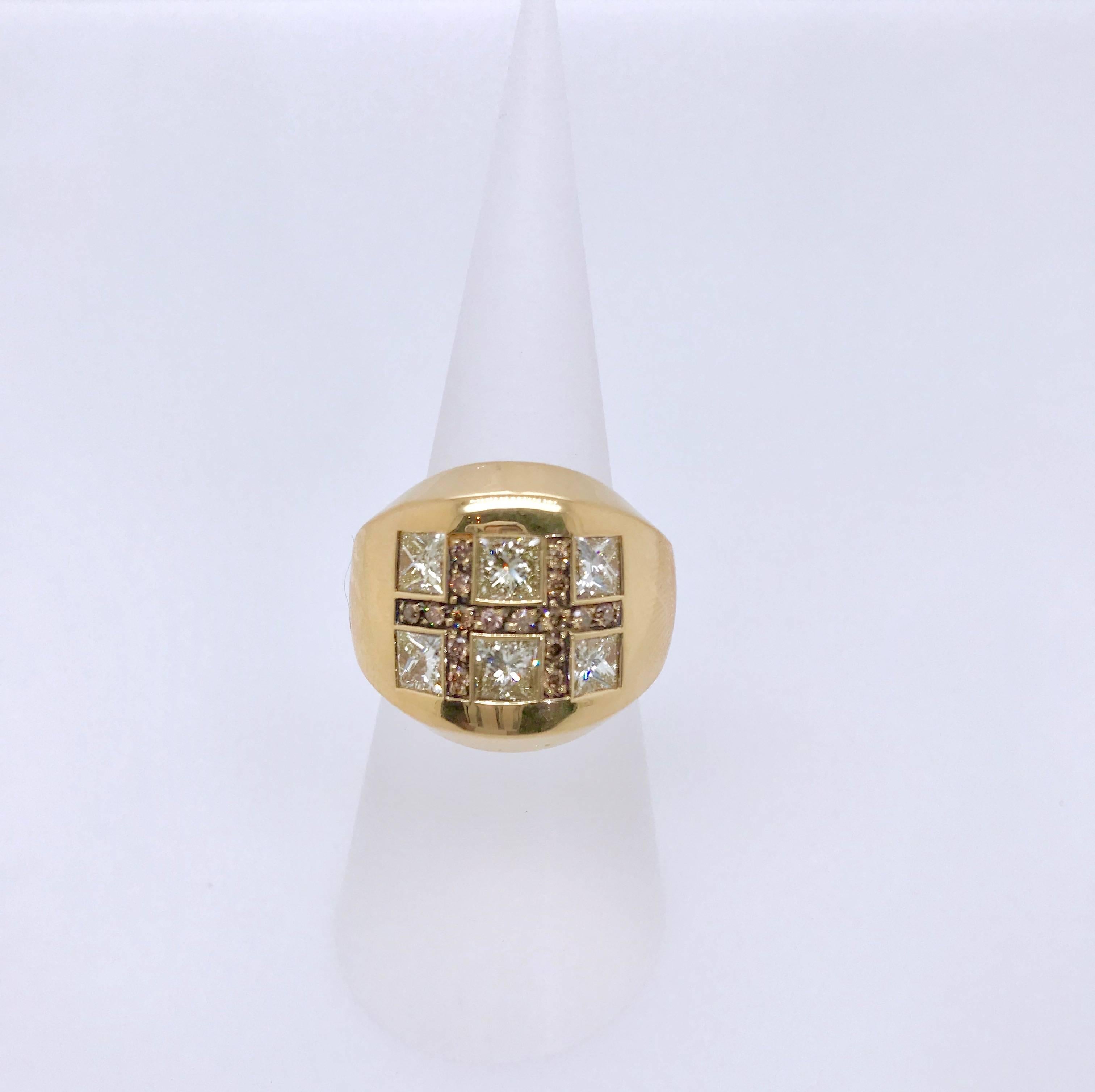 Luca Carati Bold Diamond Yellow Gold Dress Ring 3
