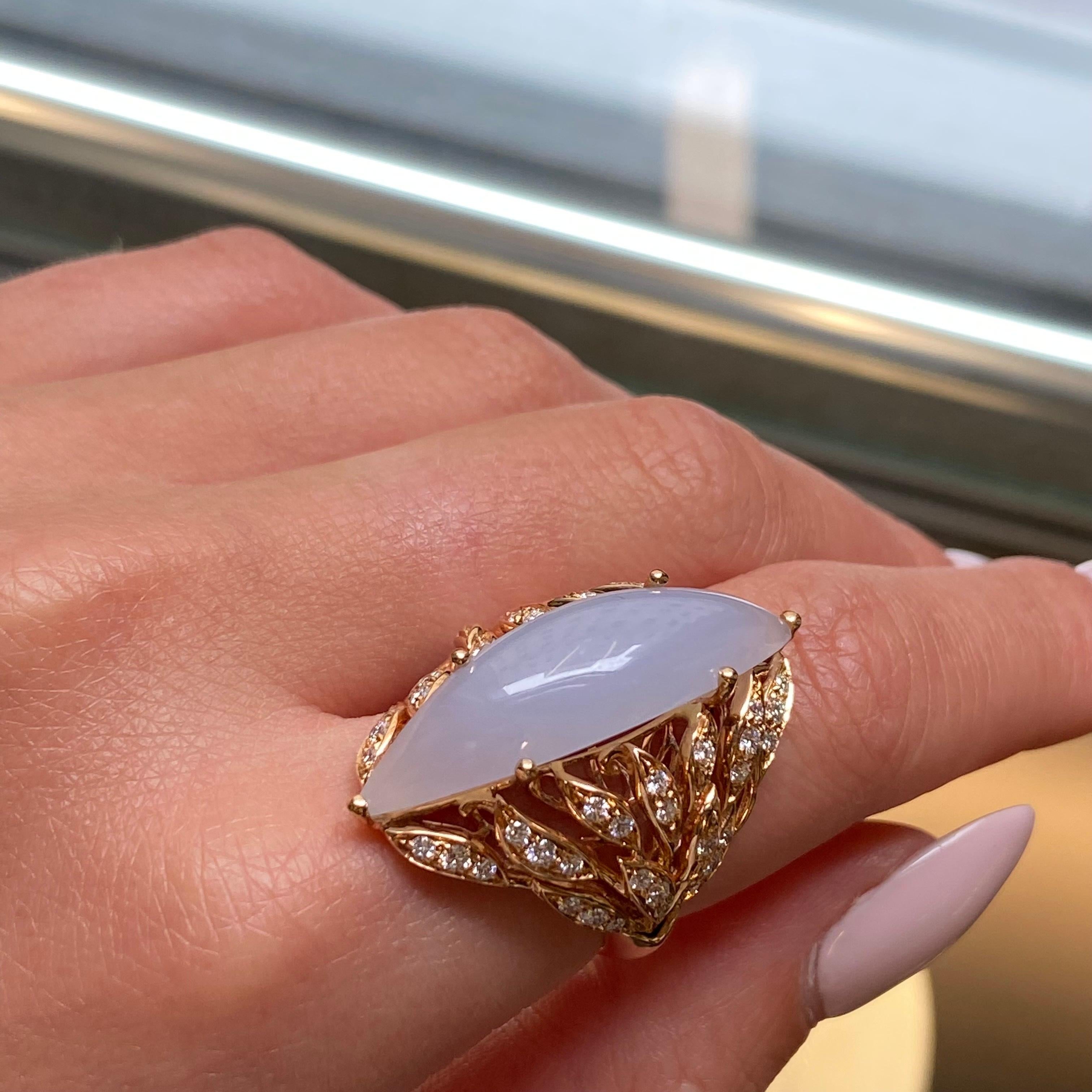 Luca Carati Bague en or rose 18 carats avec calcédoine et diamants 0,78 carat poids total Pour femmes en vente