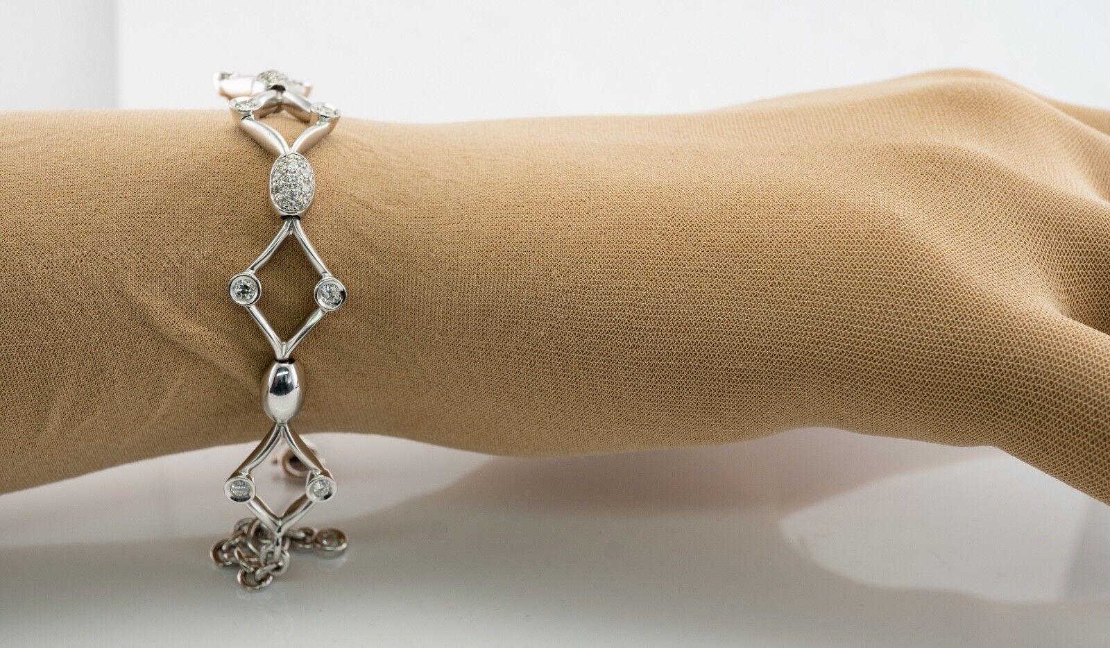 Luca Carati Diamantarmband 18K Weißgold Italienisch .70 TDW (Rundschliff) im Angebot