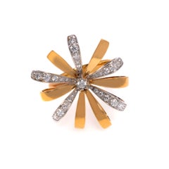 Luca Carati Anello Cocktail con Diamante in Oro Giallo e Bianco 18K 0.62Cttw