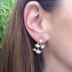 Luca Carati Diamond Gold Flower Dangle Earrings
