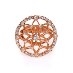 Luca Carati Diamond Large Cocktail Ring 18K Rose Gold 1.21Cttw Size 6.75