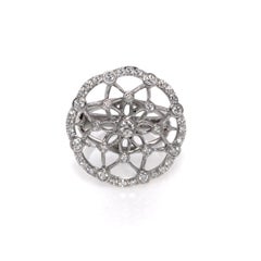 Luca Carati Diamond Large Cocktail Ring 18K White Gold 1.21cttw