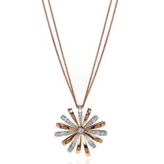Luca Carati Lange Halskette mit Diamant-Anhänger aus 18 Karat Roségold mit 1,28 Gesamtkaratgewicht