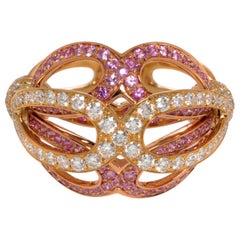 Luca Carati Diamond & Pink Sapphire Cocktail Ring 18K Yellow Gold 1.06Cttw