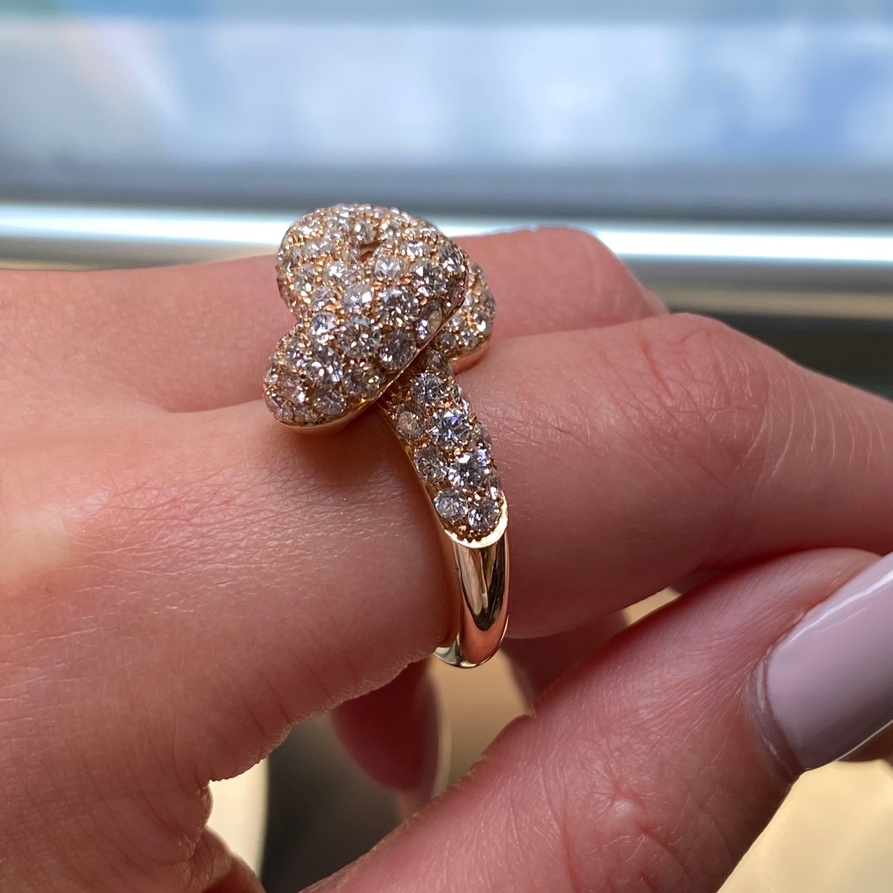Luca Carati Diamond Wide Knot Ladies Ring 18K Rose Gold 5.05Cttw Size 5.25 Pour femmes en vente