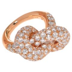 Luca Carati Diamond Wide Knot Ladies Ring 18K Rose Gold 5.05Cttw Size 5.25
