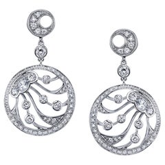 Luca Carati Italian White Gold Drop Earrings with Diamonds, 1.24 Carat Total