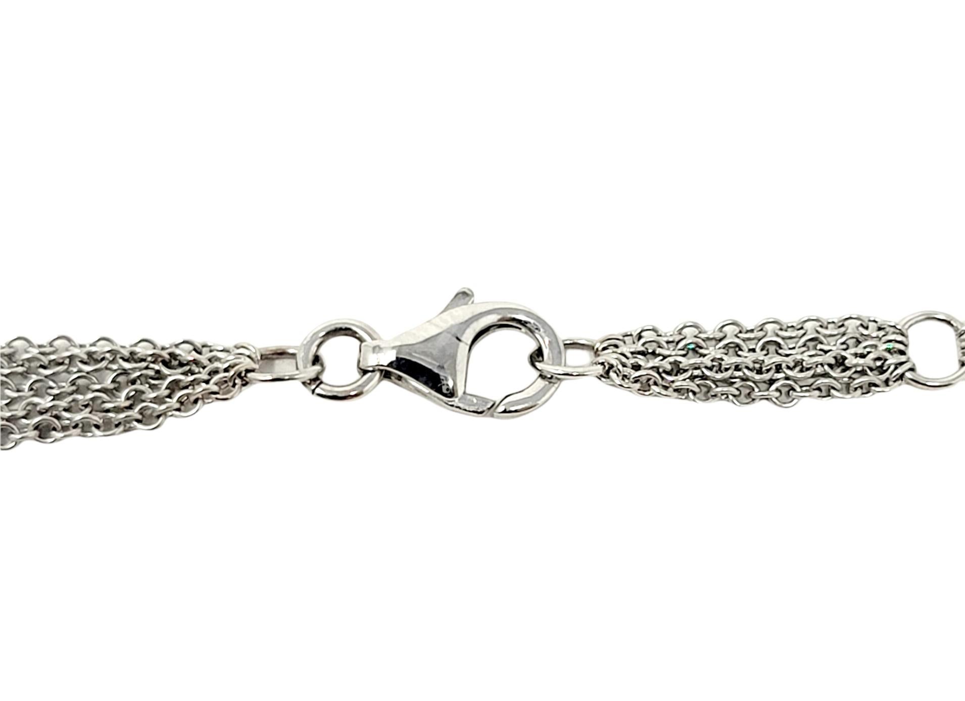 Luca Carati Pave Diamond 5 Strand Chain Pendant Necklace in 18 White Karat Gold For Sale 6