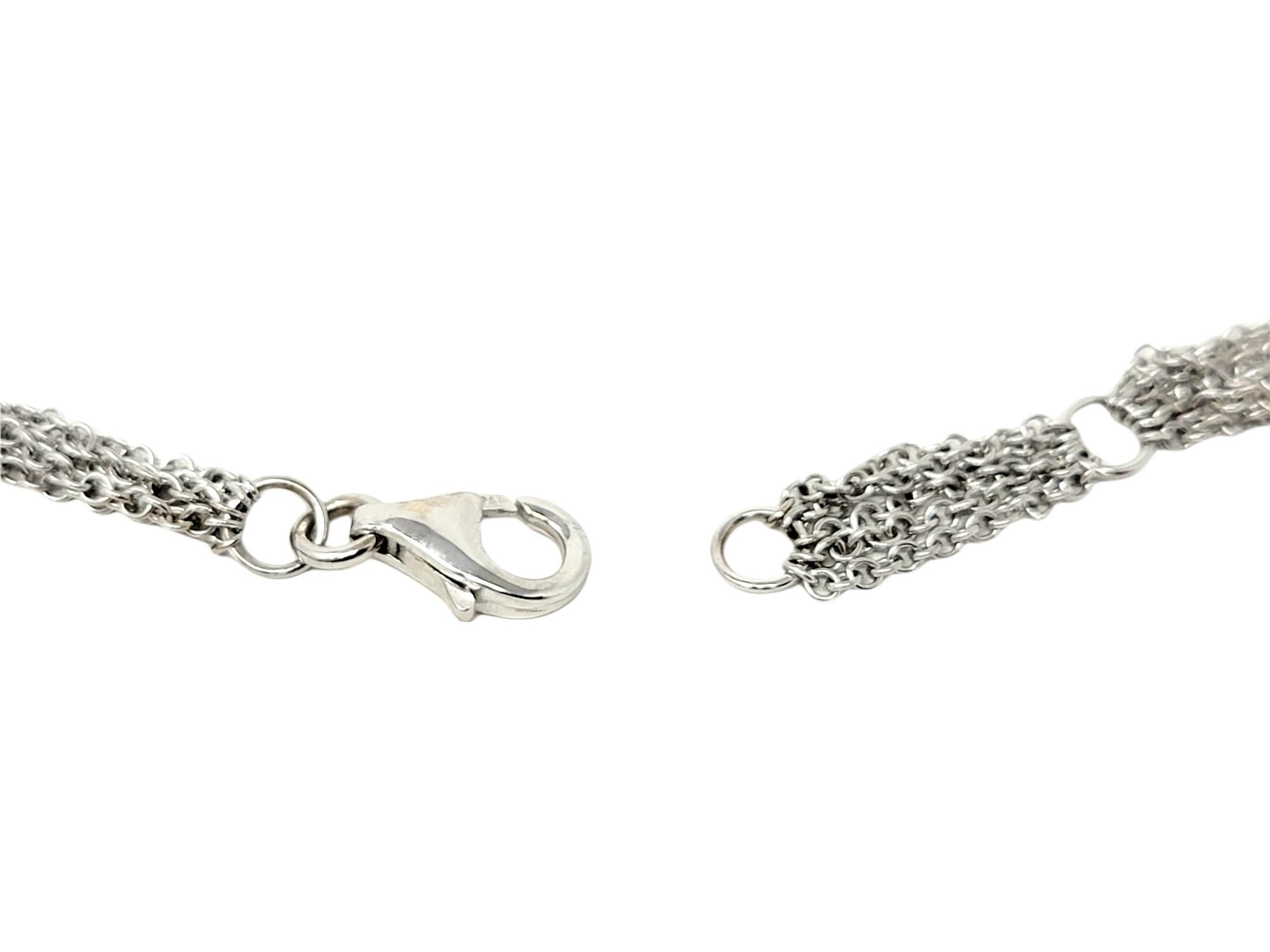 Luca Carati Pave Diamond 5 Strand Chain Pendant Necklace in 18 White Karat Gold For Sale 7