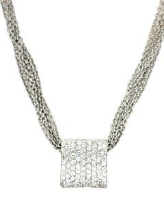 Luca Carati Pave Diamond 5 Strand Chain Pendant Necklace in 18 White Karat Gold