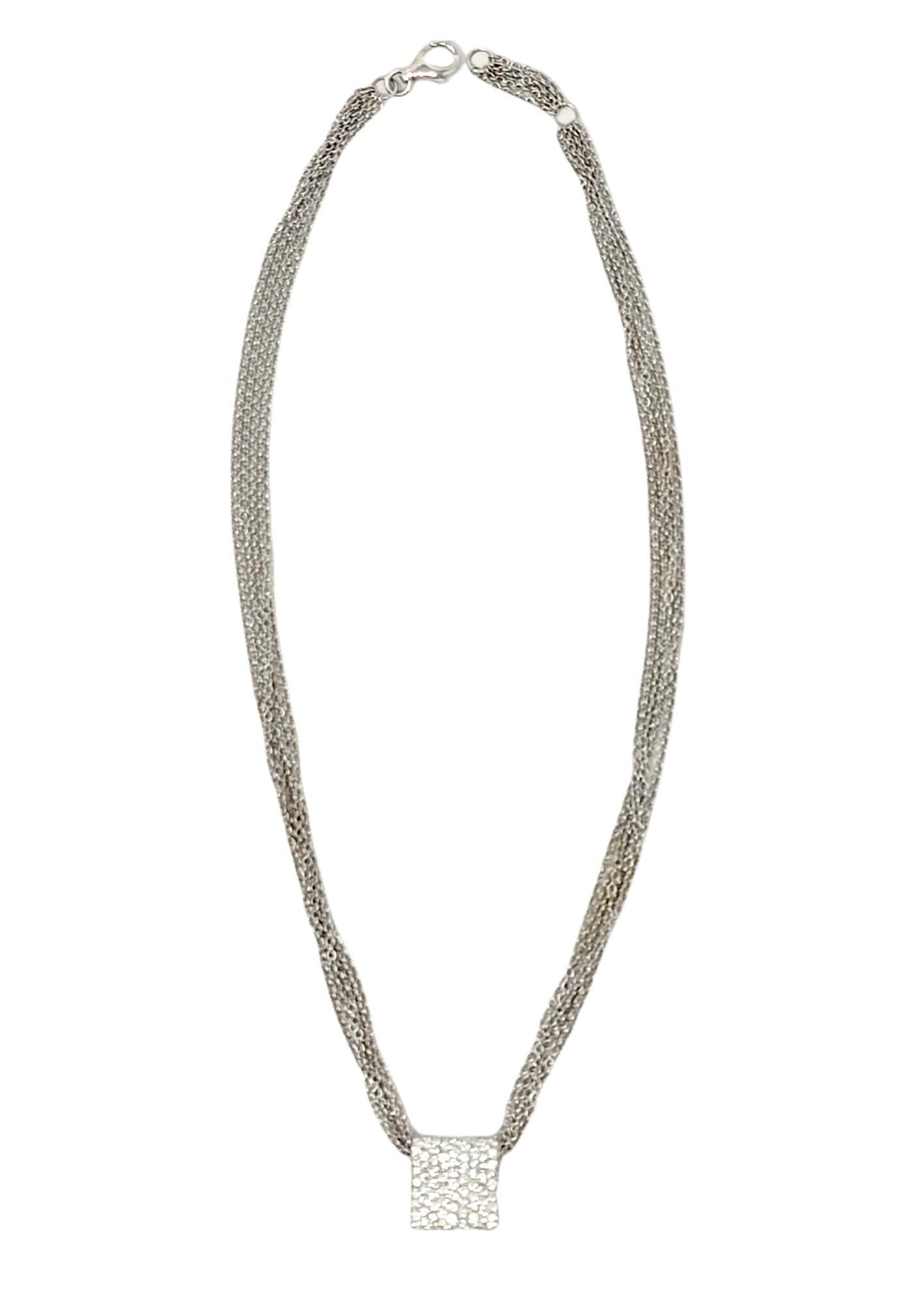 Luca Carati Pave Diamond 5 Strand Chain Pendant Necklace in 18 White Karat Gold In Good Condition For Sale In Scottsdale, AZ