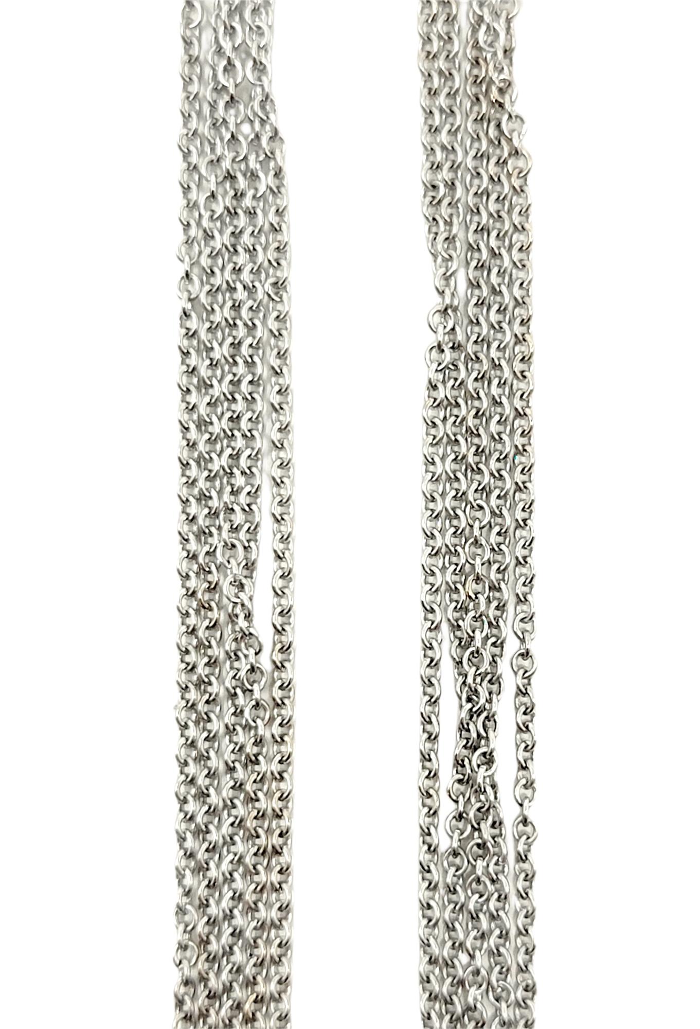 Luca Carati Pave Diamond 5 Strand Chain Pendant Necklace in 18 White Karat Gold For Sale 3