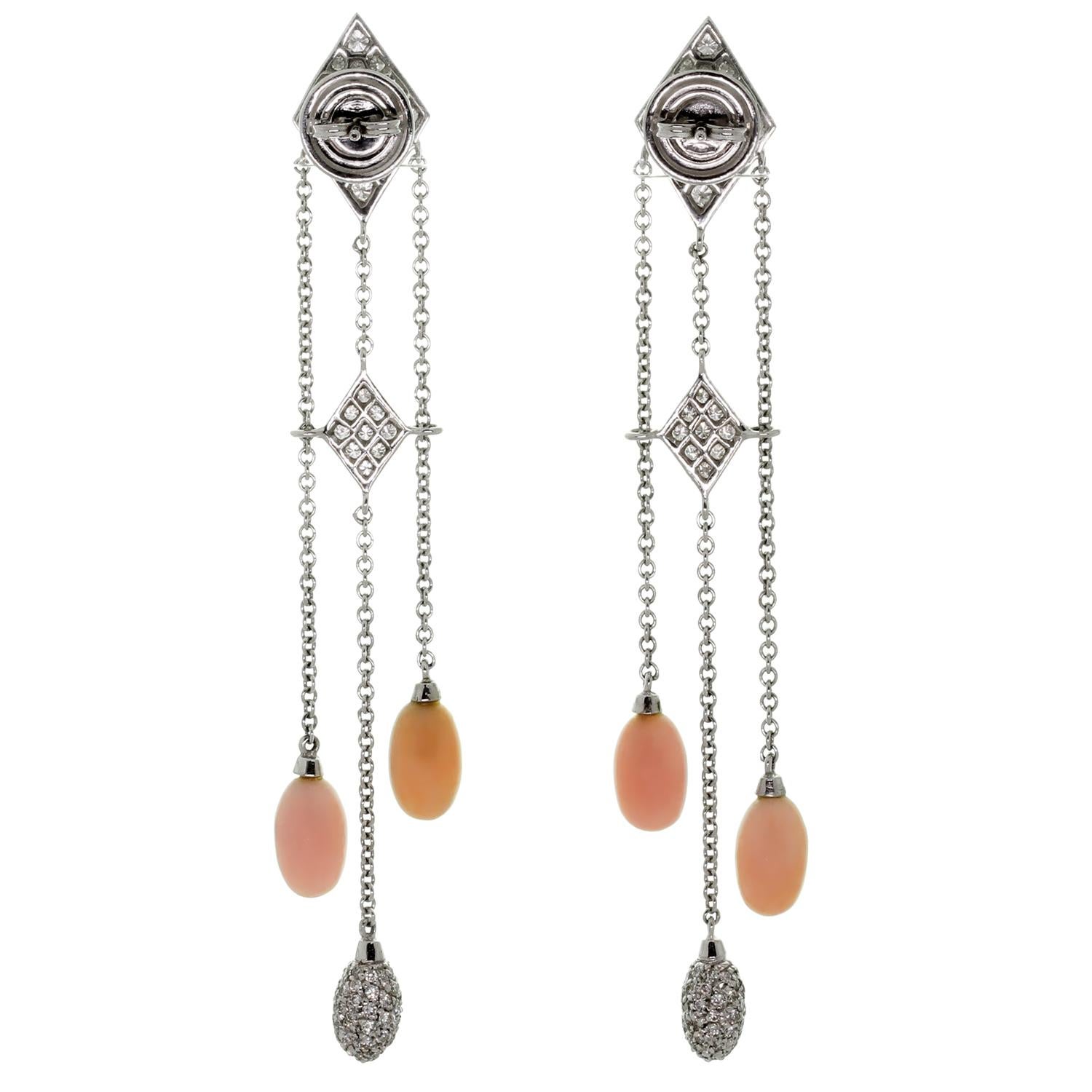 Luca Carati Pink Opal Diamond White Gold Necklace and Earrings Suite 4
