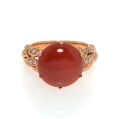 Luca Carati Red Agate Diamond Ring 18k Rose Gold 0.34cttw