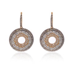 Luca Carati White & Brown Diamond Drop Earrings 18K Yellow Gold 5.73Cttw