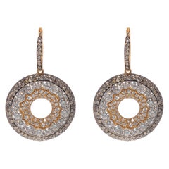 Luca Carati White & Brown Diamond Drop Earrings 18K Yellow Gold 5.73Cttw