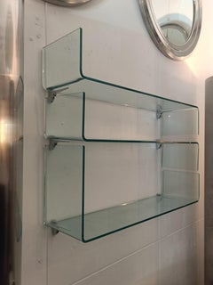 Luca Casini for Fiam Set of 3 Glass Shelves "Babila," Italy 1990s
