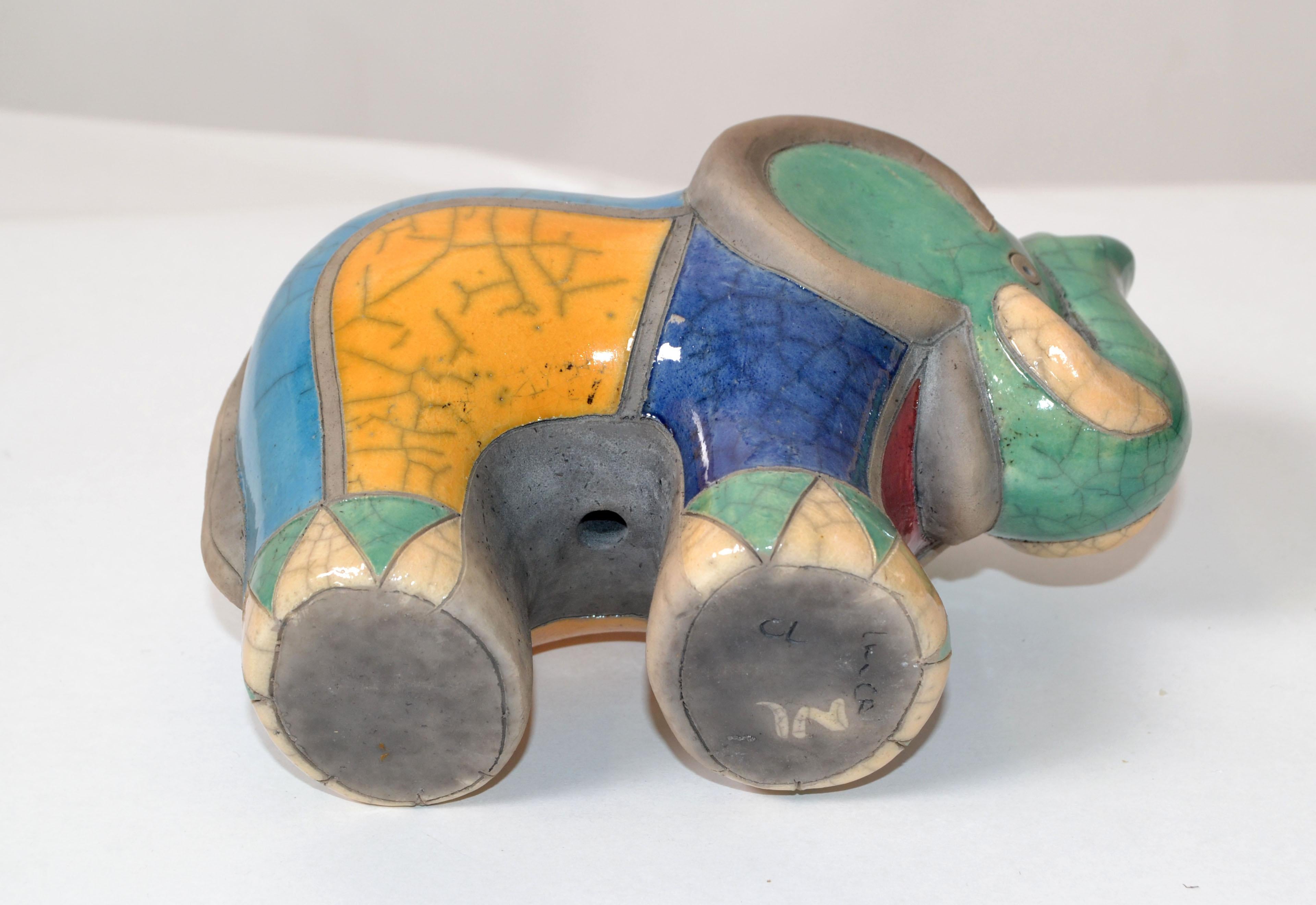 Luca CL Marked Colorful Ceramic Elephant Sculpture Mid-Century Modern Italy 1970 For Sale 4