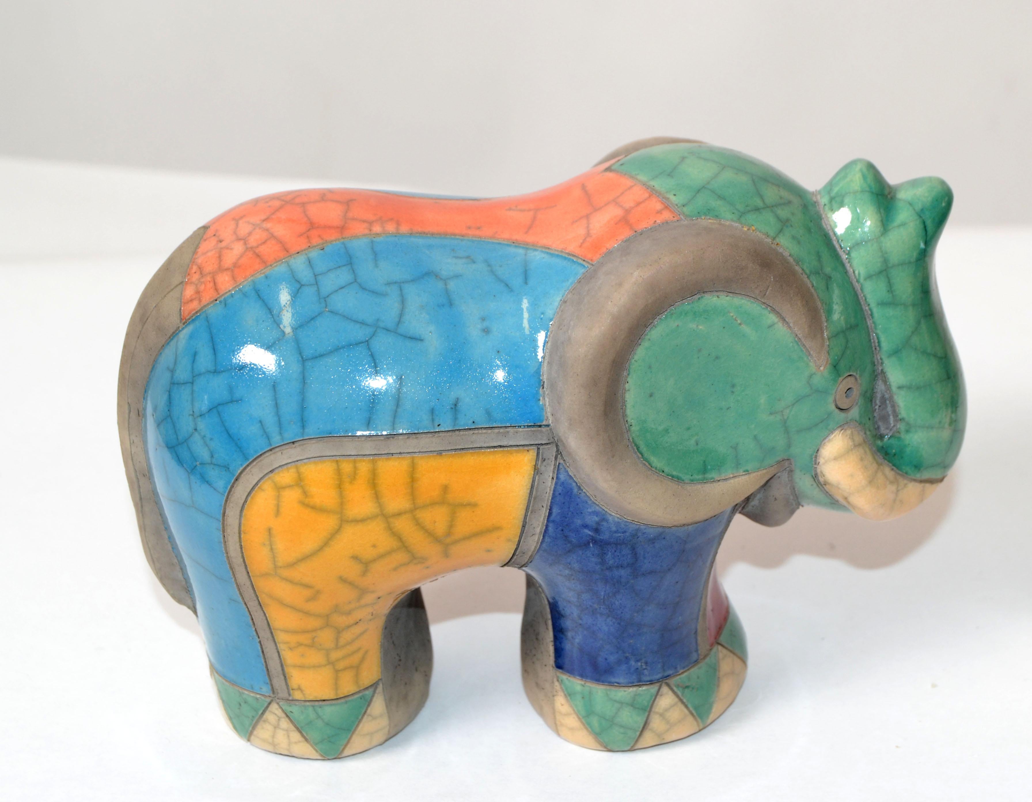Luca CL Marked Colorful Ceramic Elephant Sculpture Mid-Century Modern Italy 1970 For Sale 6