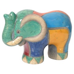 Luca CL Marked Colorful Ceramic Elephant Sculpture Mid-Century Modern Italy 1970