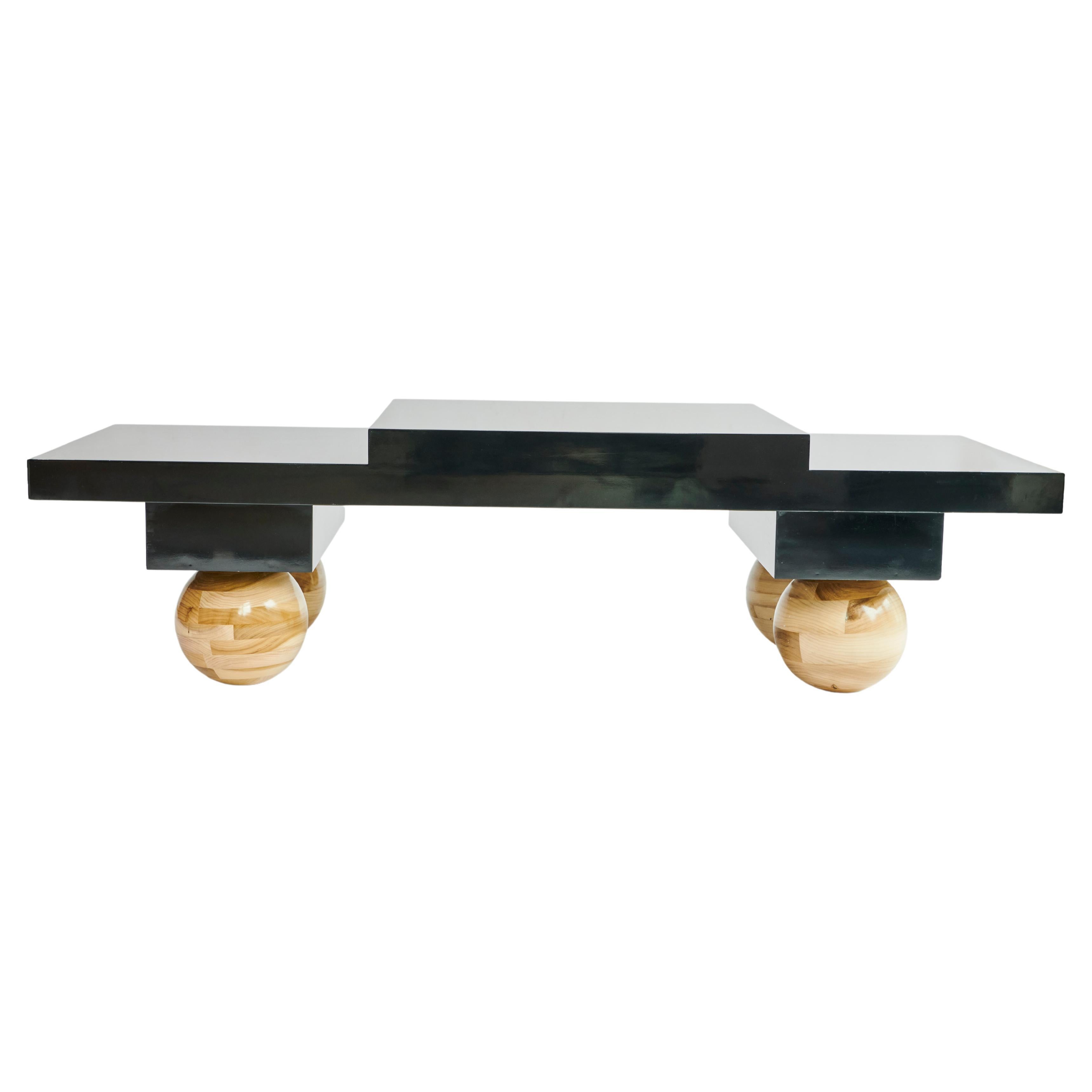 Luca Coffee Table, Black Lacquer Table by Christian Siriano For Sale