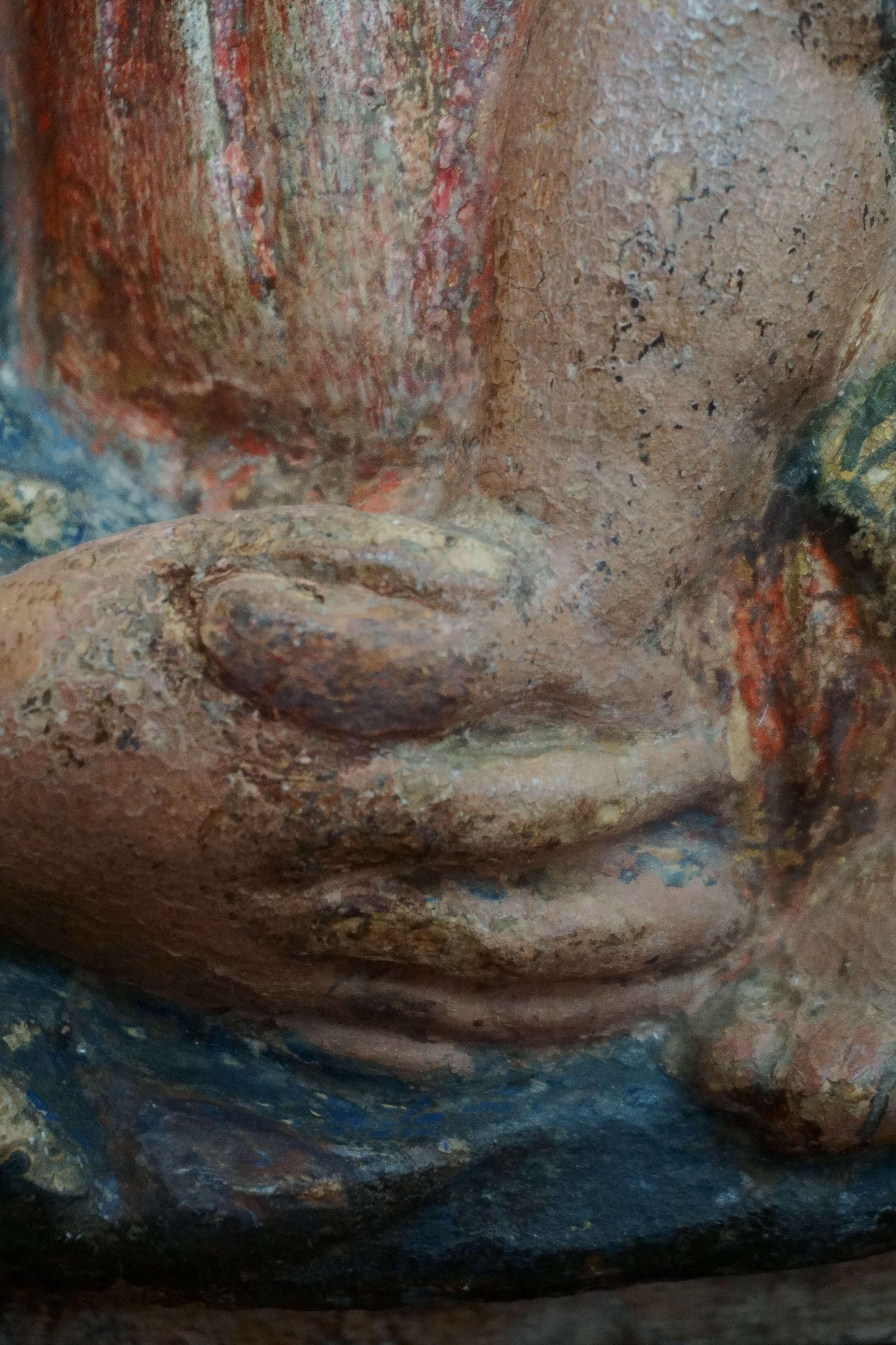 Virgen con el Niño, Relieve en estuco policromado, taller de Luca della Robbia. en venta 9